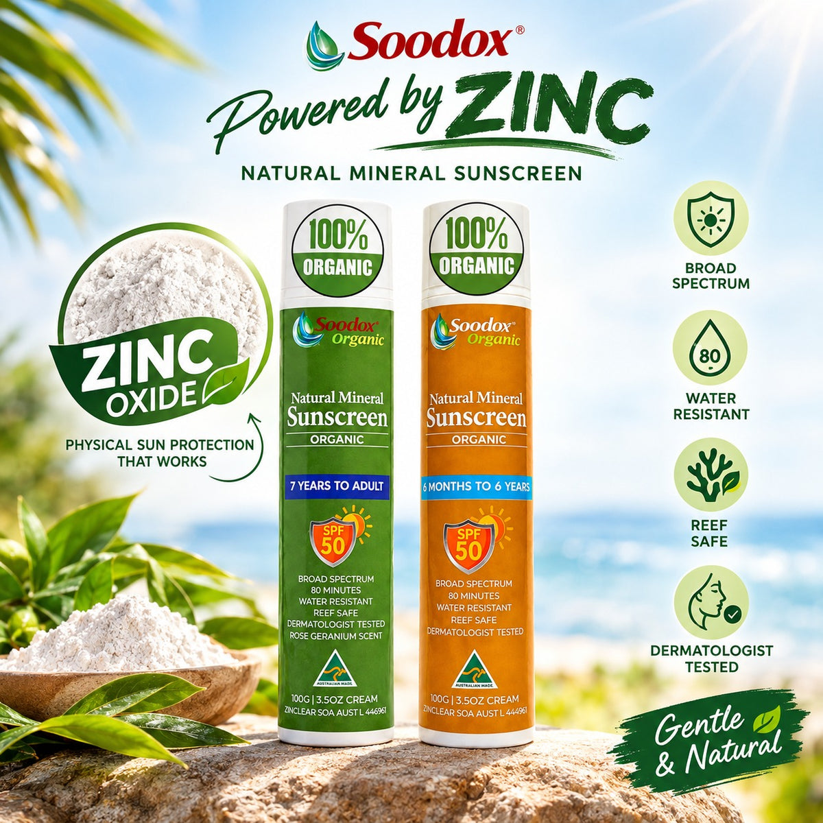 Soodox Organic 100% Natural Mineral Sunscreen FAMILY PACK