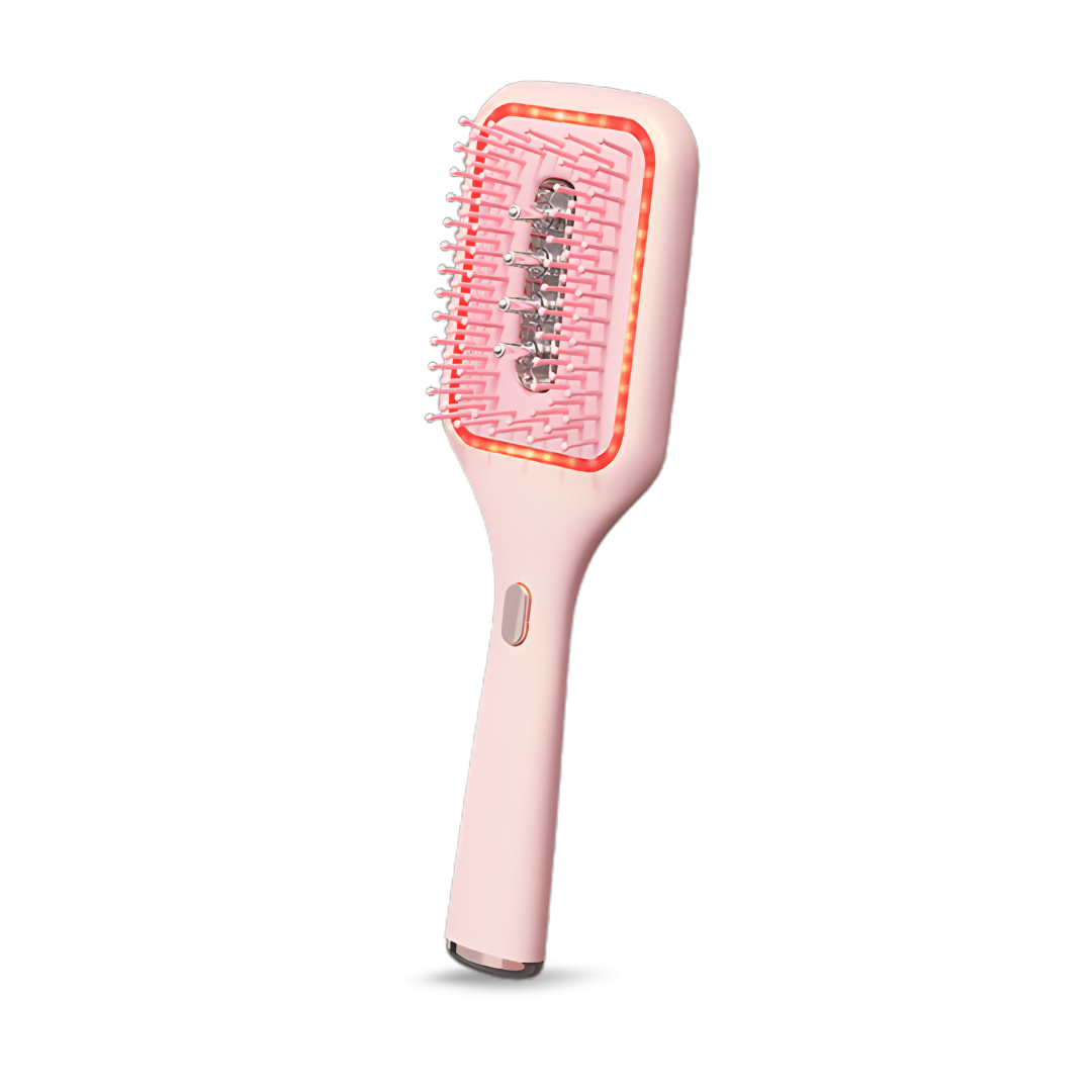 Pink hair oil dispensing brush