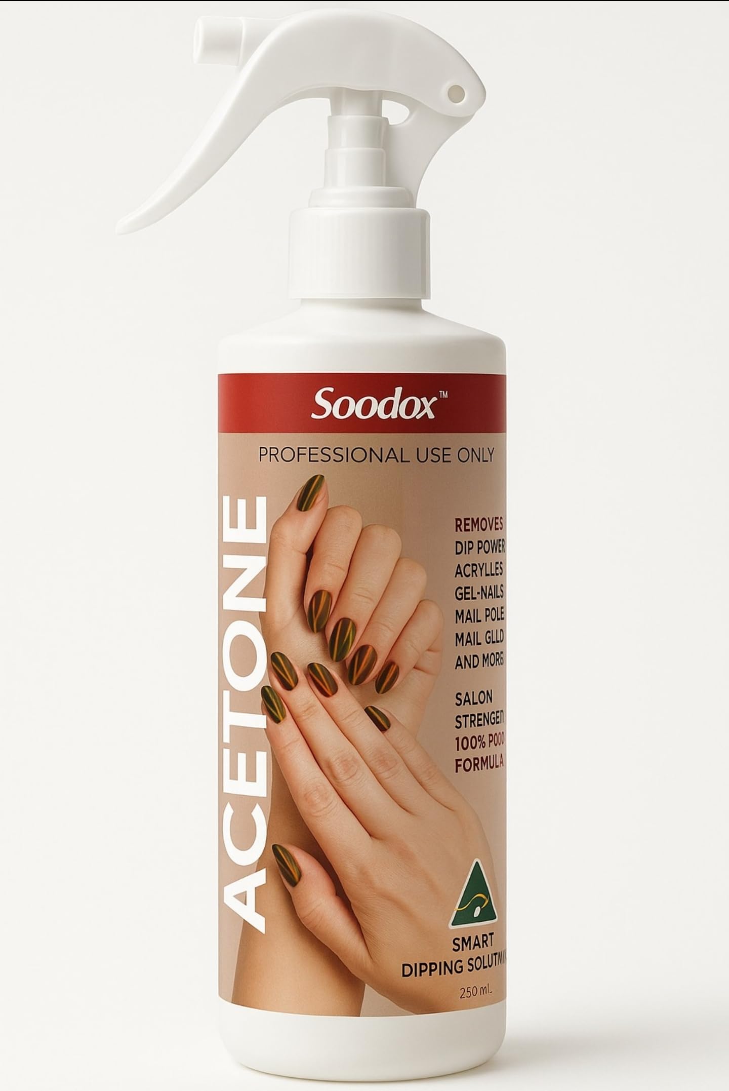 Soodox Gel Acrylic Nail Polish Soak Off Remover Acetone 250mL