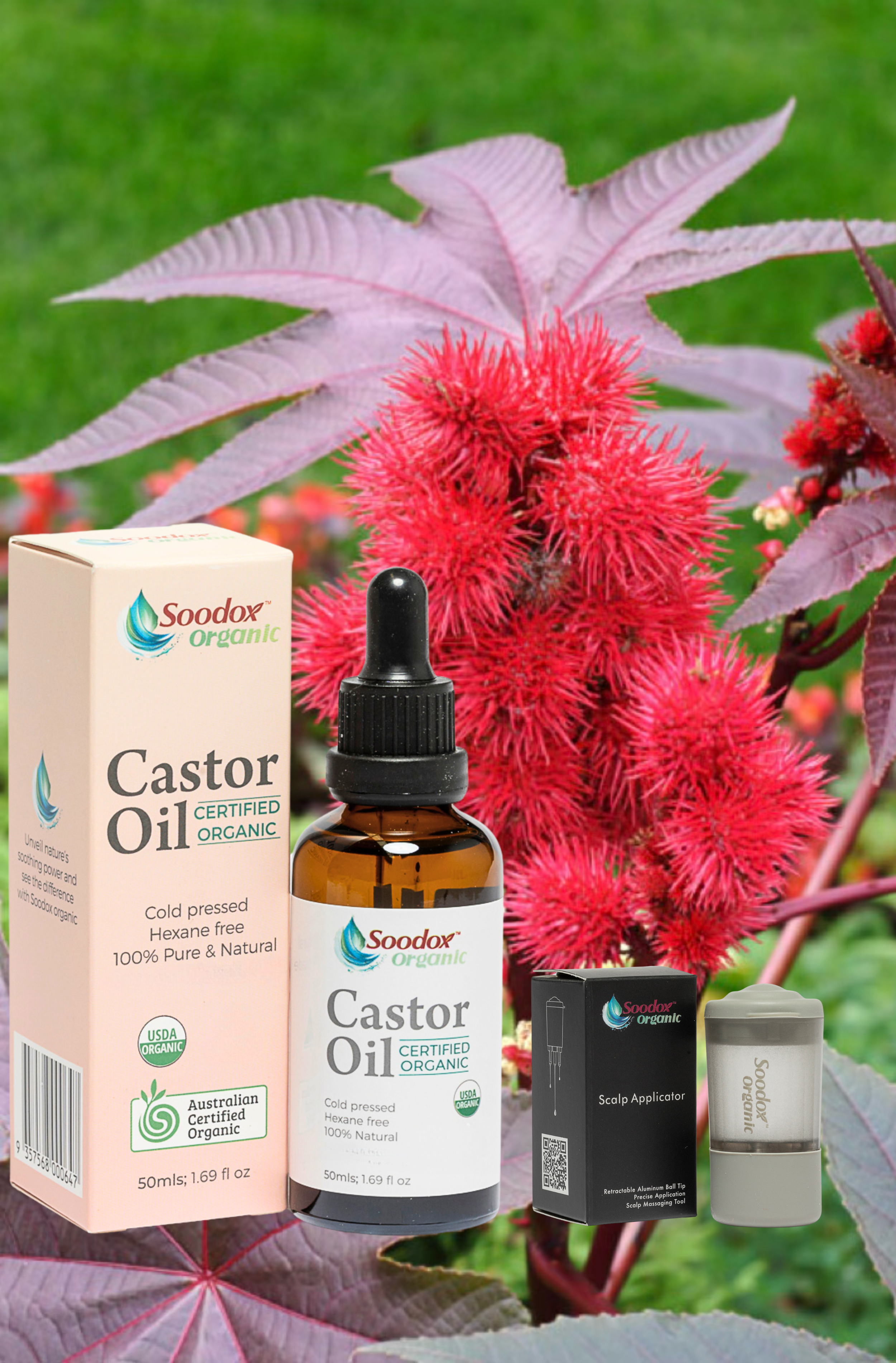 Soodox Organic Castor Oil 50mL + Scalp Applicator