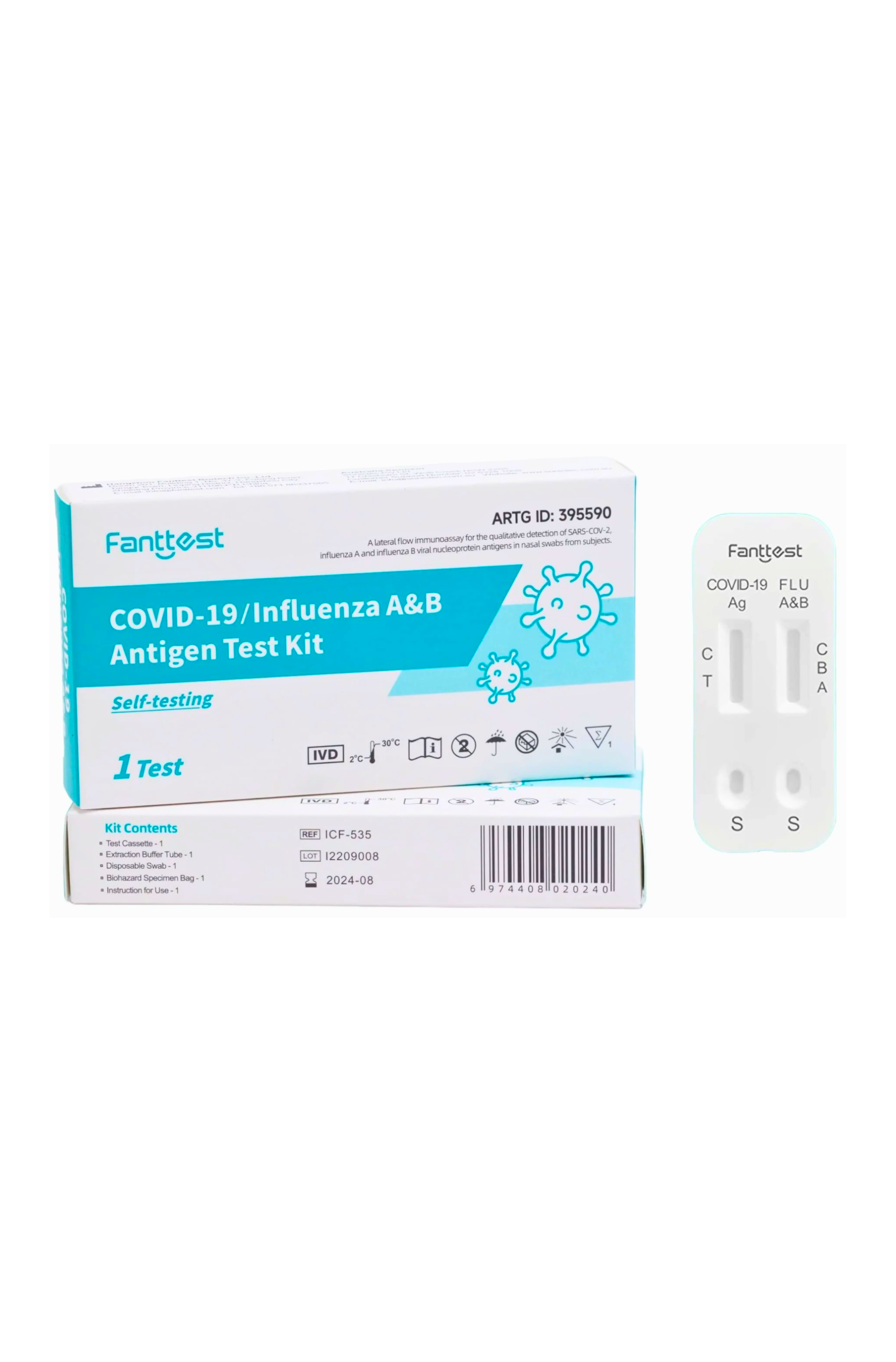 Fanttest COVID-19/ Influenza A&B Antigen Test Kit - 1 test