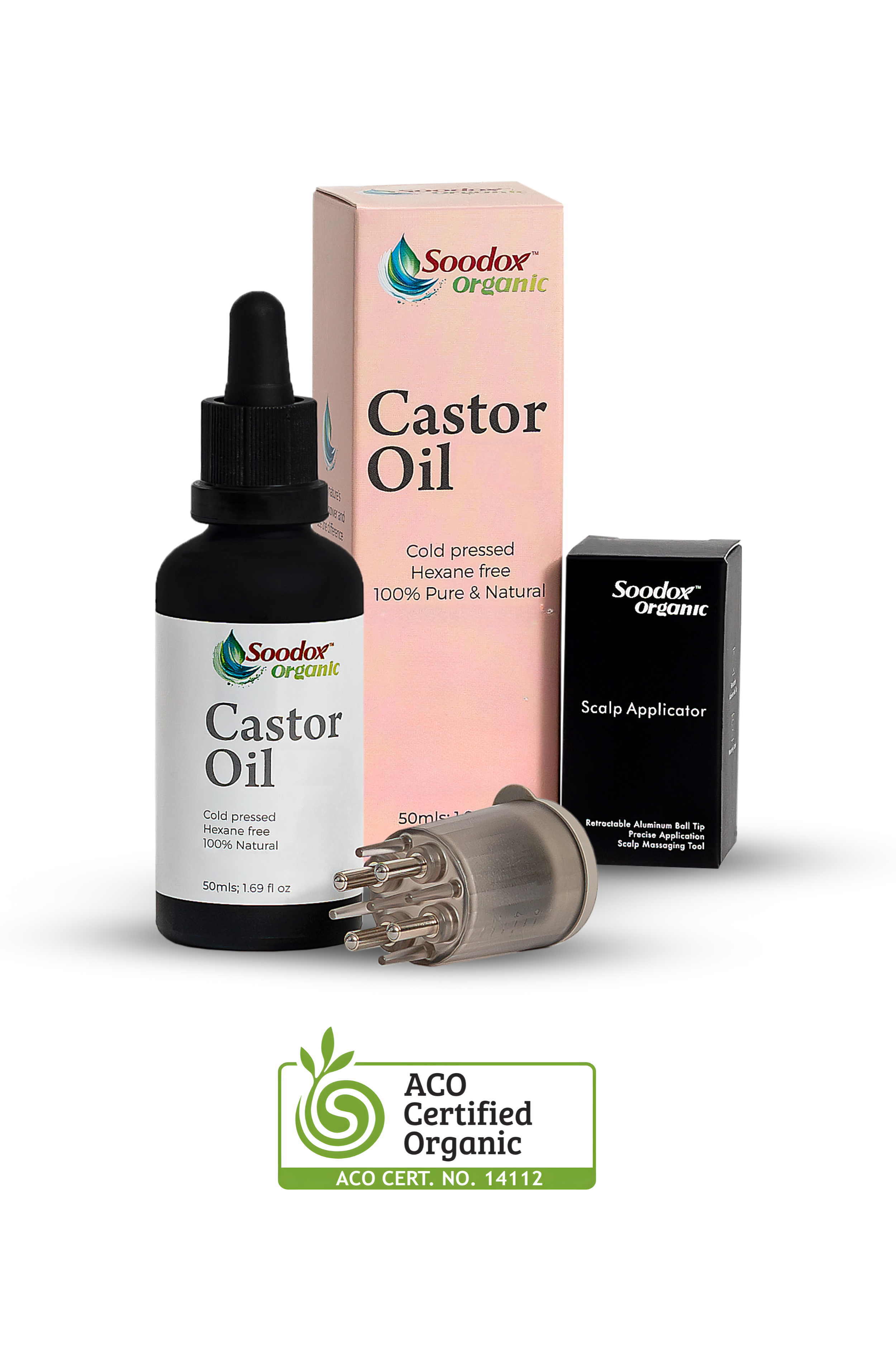 Soodox Organic Castor Oil 50mL + Scalp Applicator