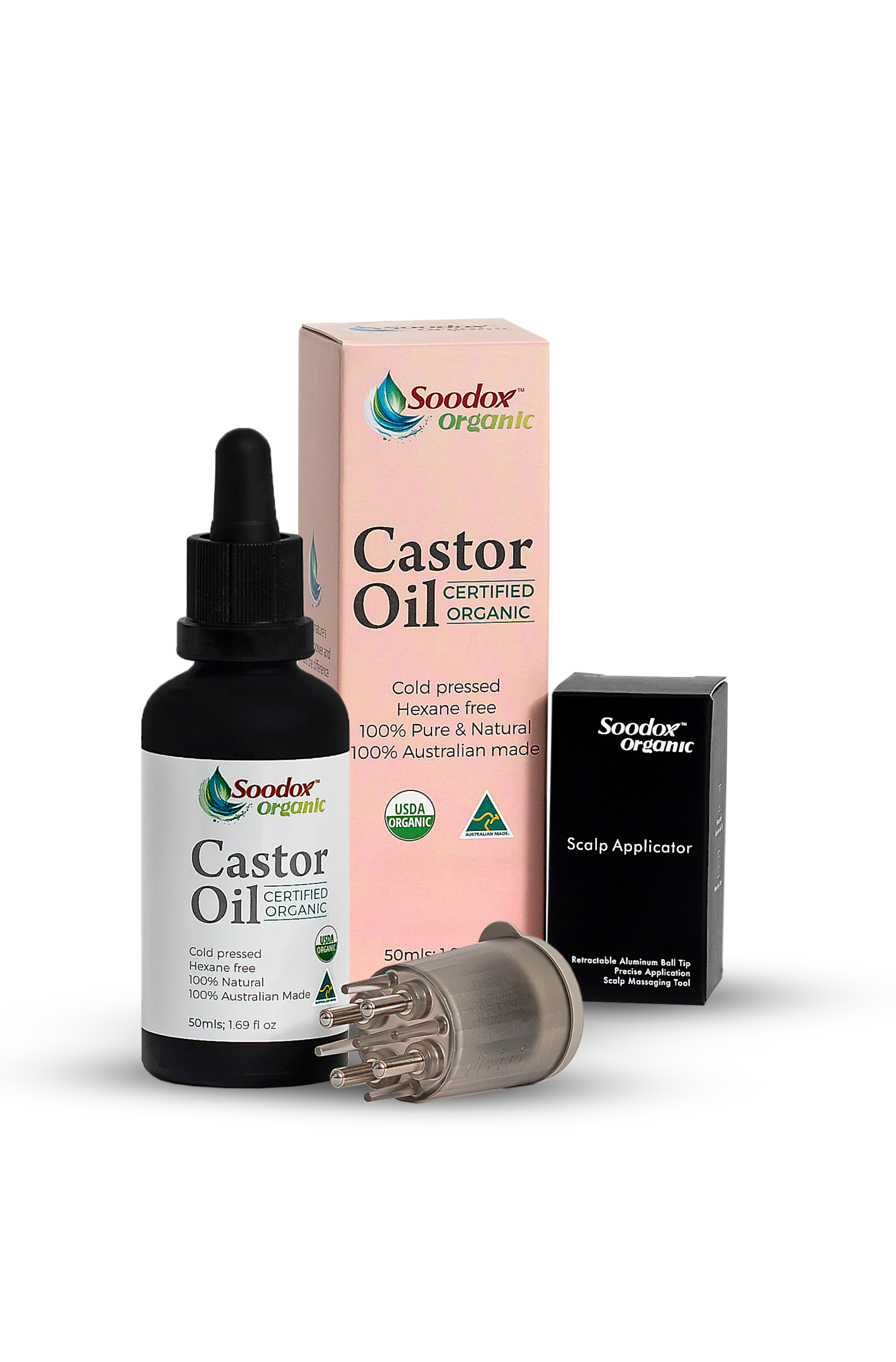 Soodox Organic Castor Oil 50mL + Scalp Applicator