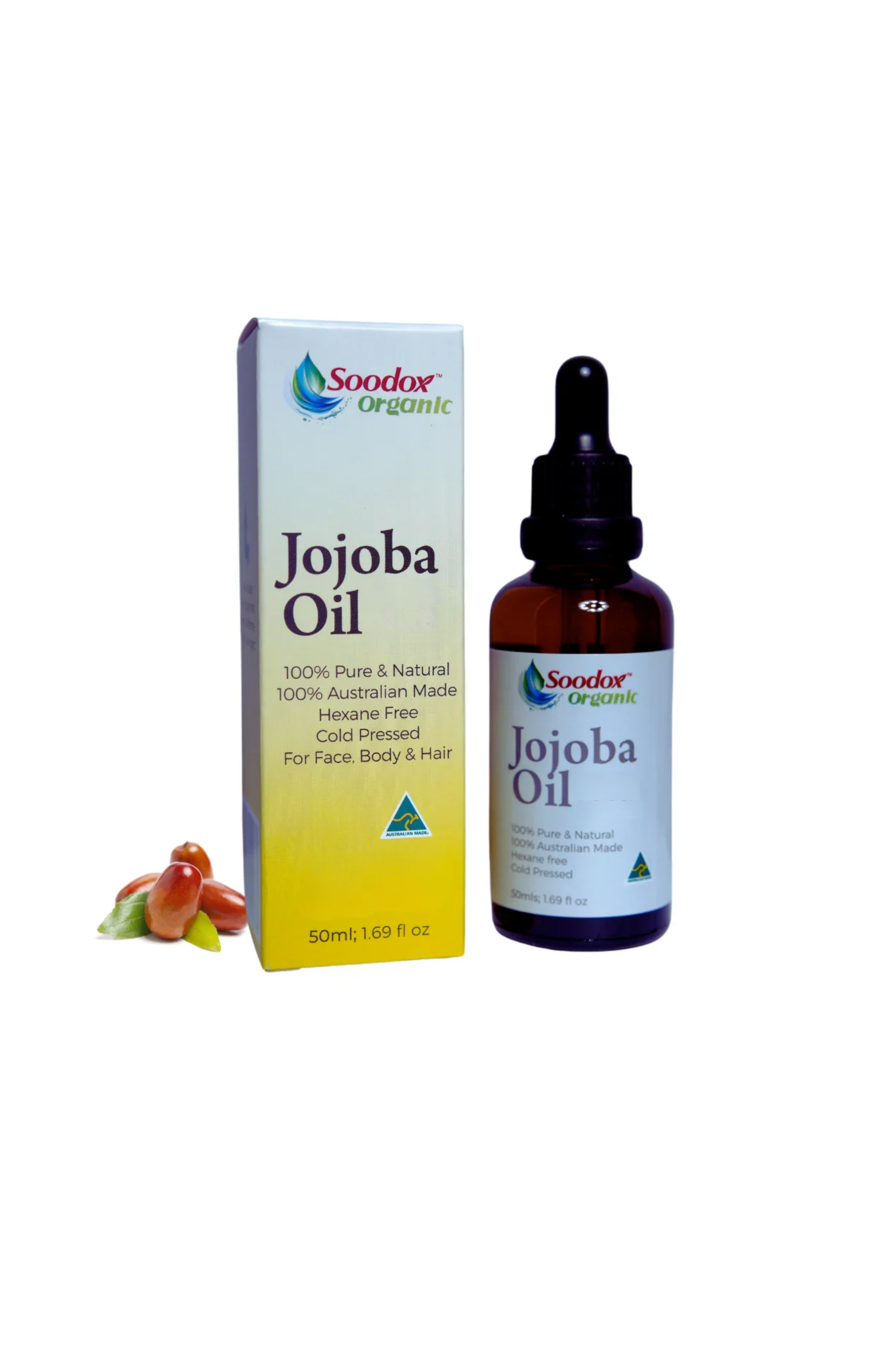 Soodox Organic Jojoba Oil 50ml Set with Scalp Oil Applicator