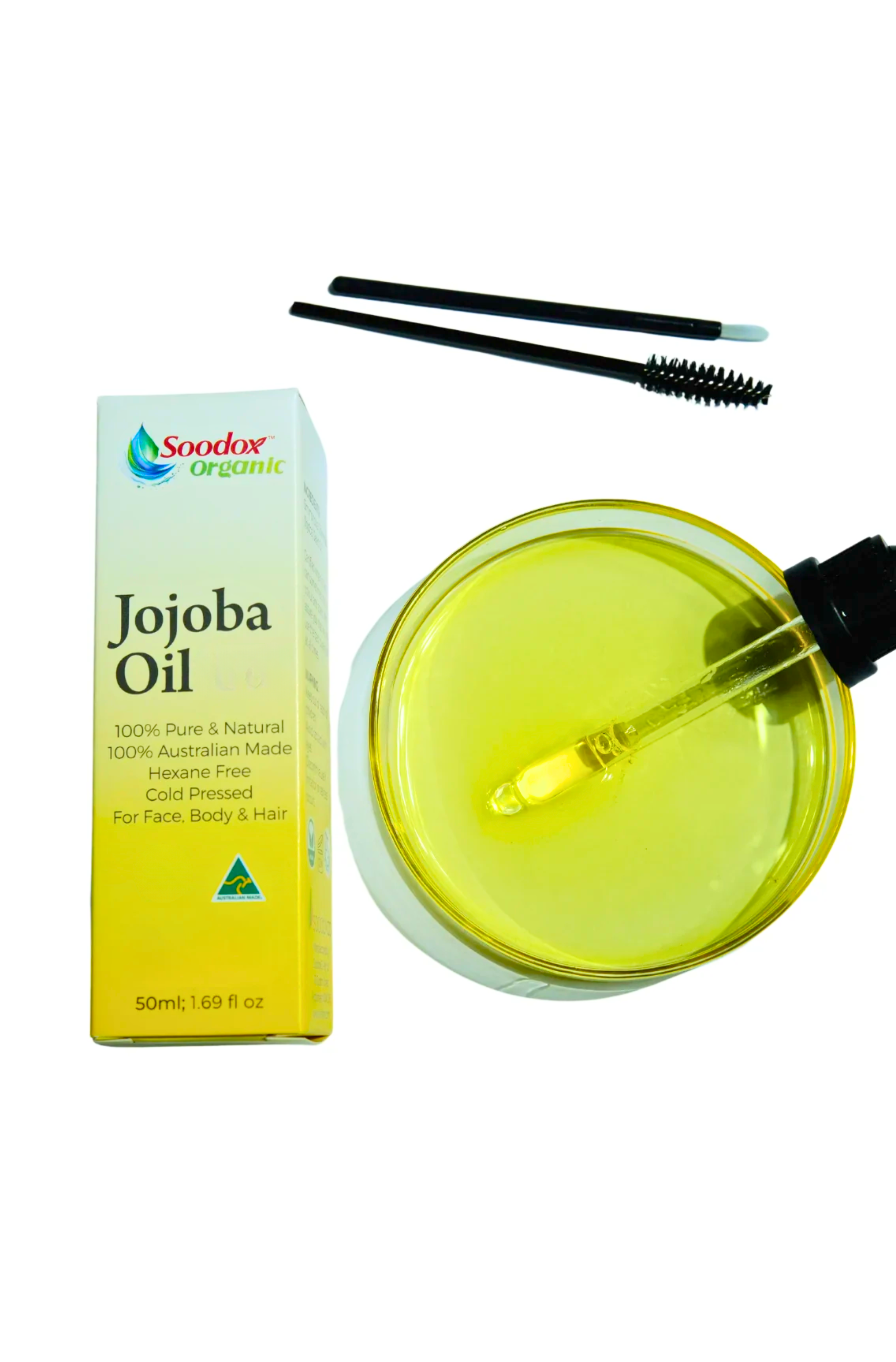 Soodox Organic Jojoba Oil 50ml Set with Scalp Oil Applicator