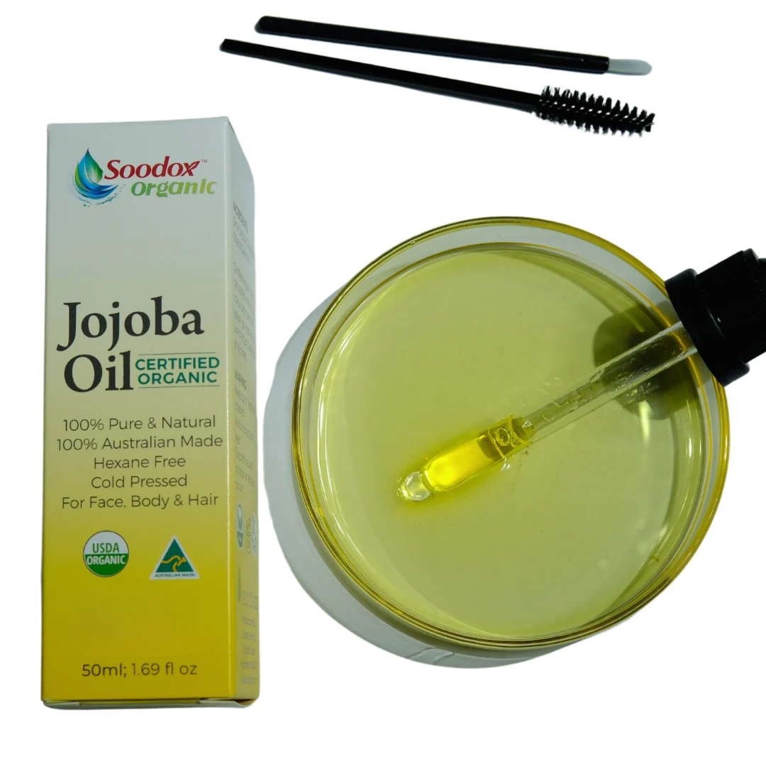 Soodox Organic Jojoba Oil 50ml Set with Scalp Oil Applicator
