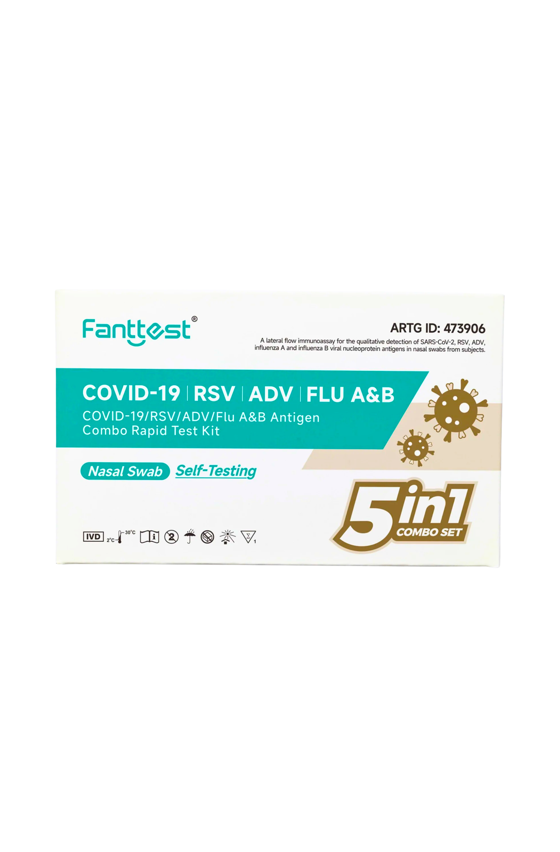 Fanttest 5 in 1 ADV / COVID-19 / RSV / Influenza A&B Antigen Test Kit - 1 Test