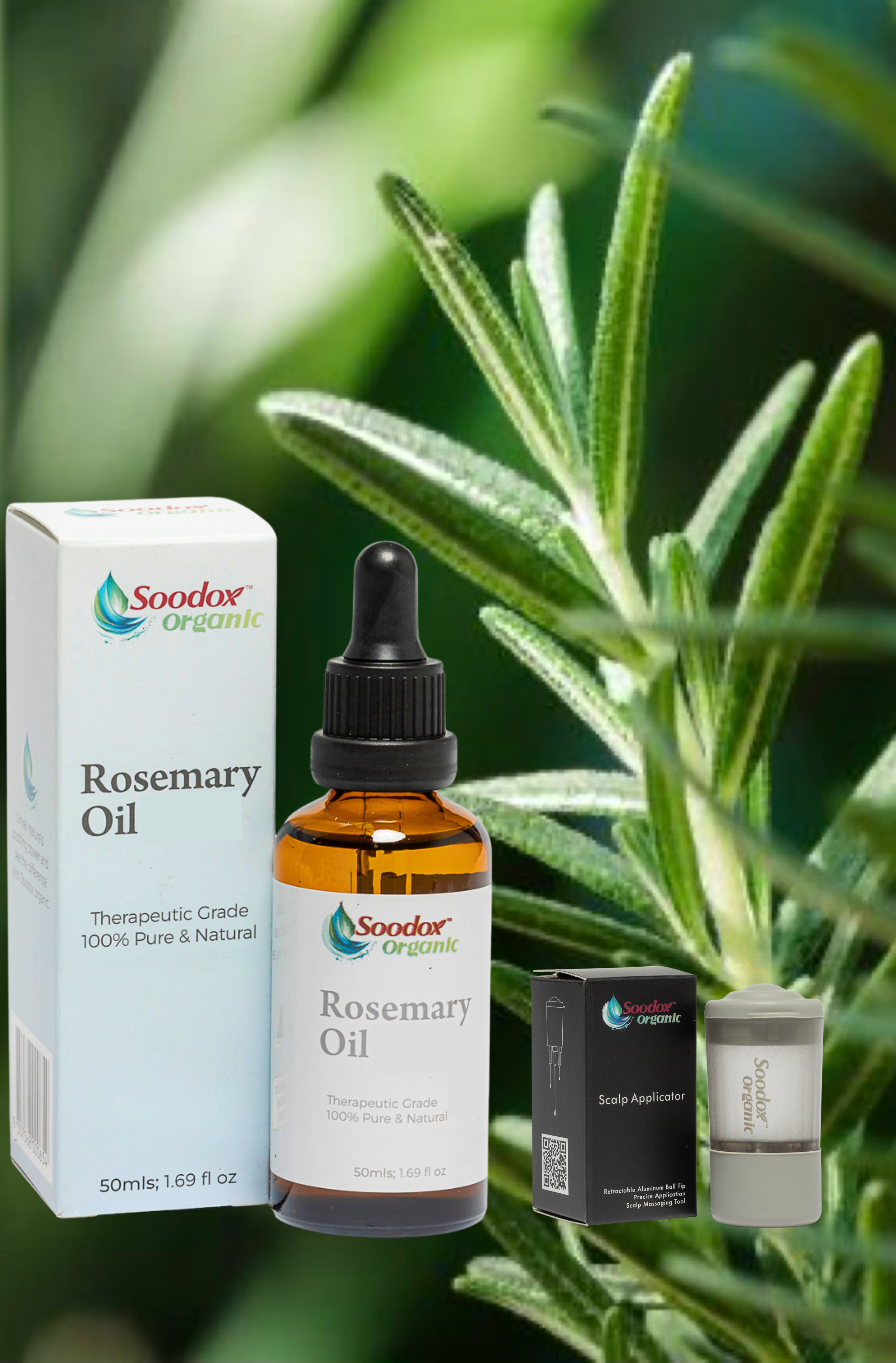Soodox Organic Rosemary Oil 50mL with Scalp Applicator