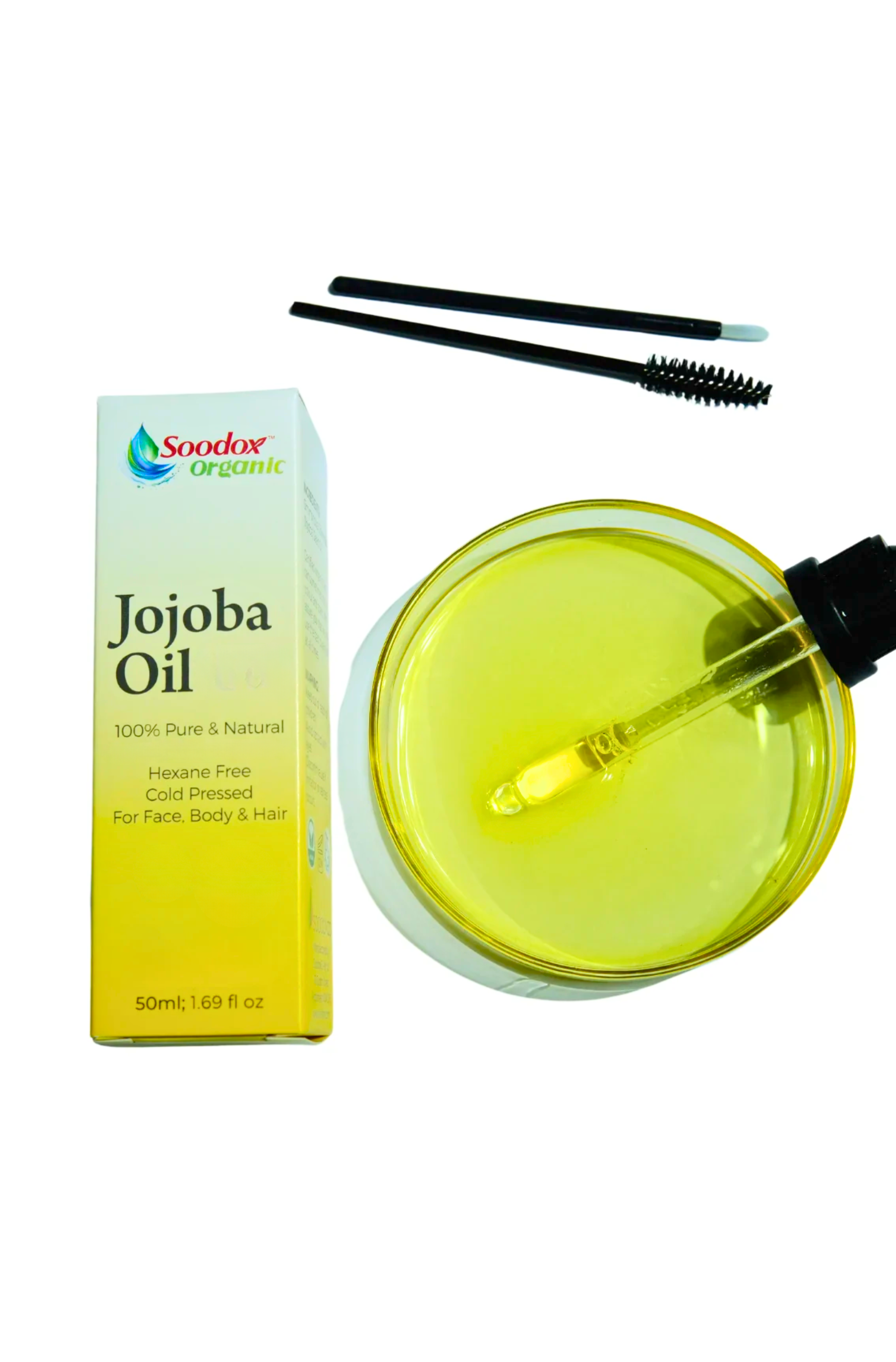 Soodox Organic Jojoba Oil 50ml Set with Scalp Oil Applicator