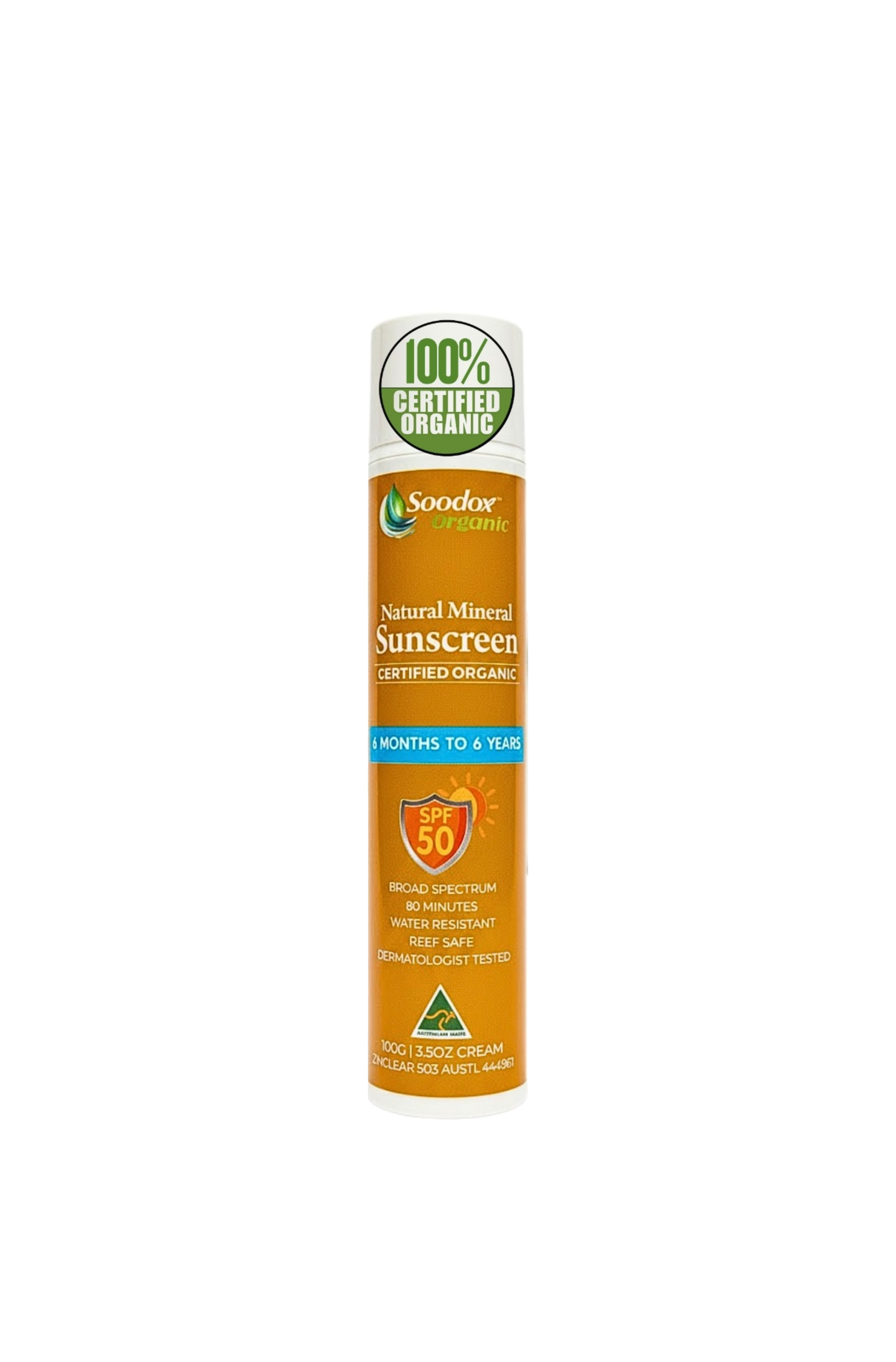 Soodox Organic 100% Natural Mineral Sunscreen for Kids - 100g