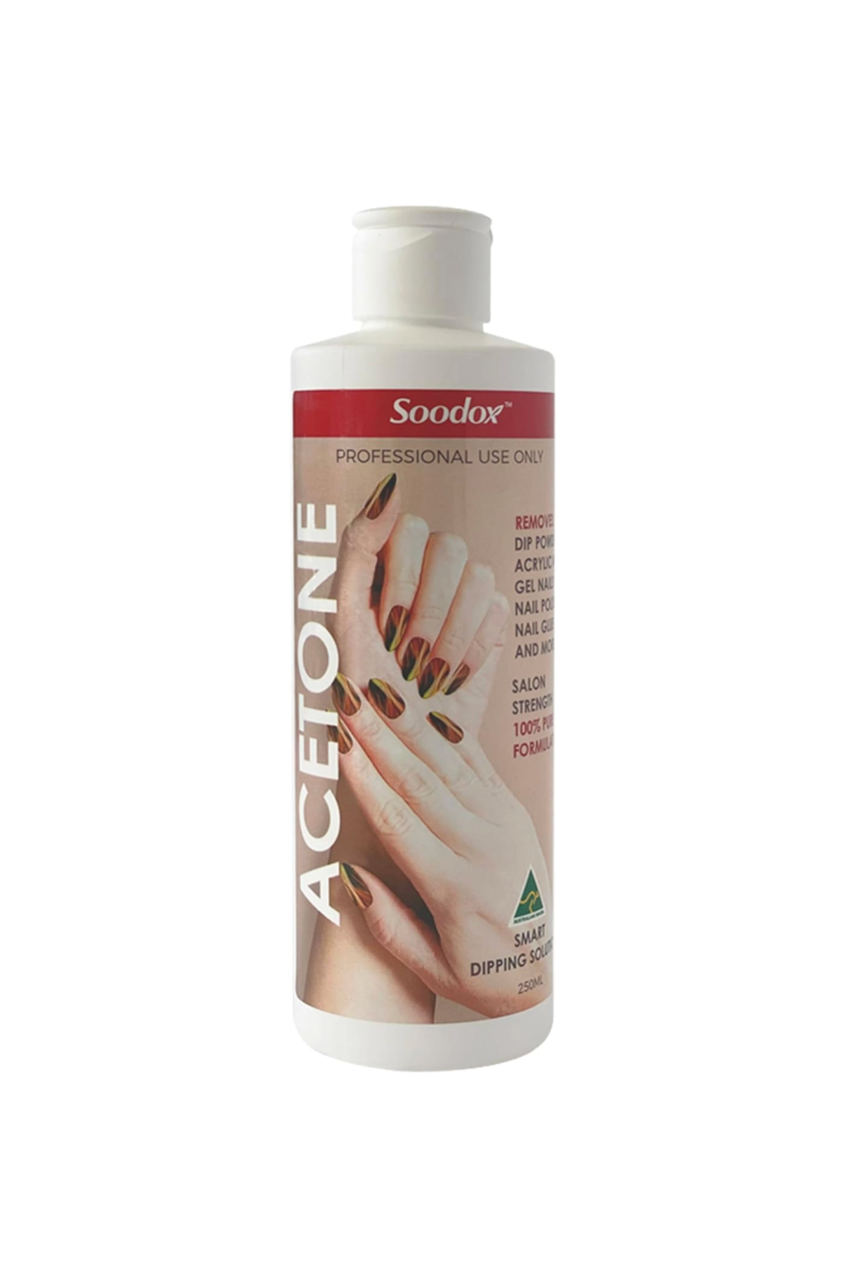 Soodox Acetone 250mL bottle, front