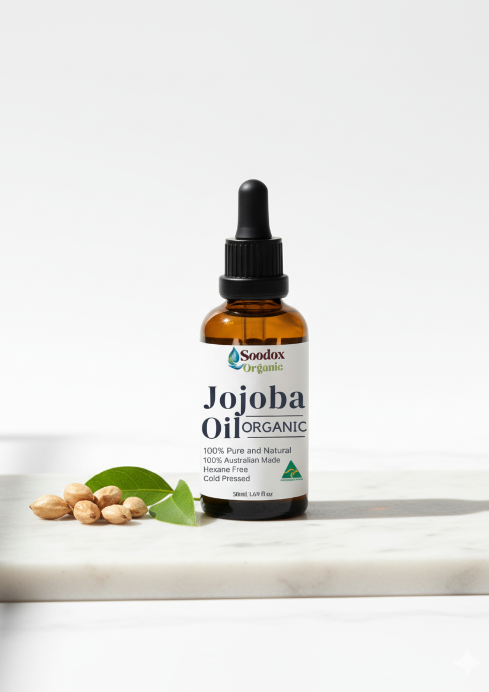 Soodox Organic Jojoba Oil 50ml Set with Scalp Oil Applicator