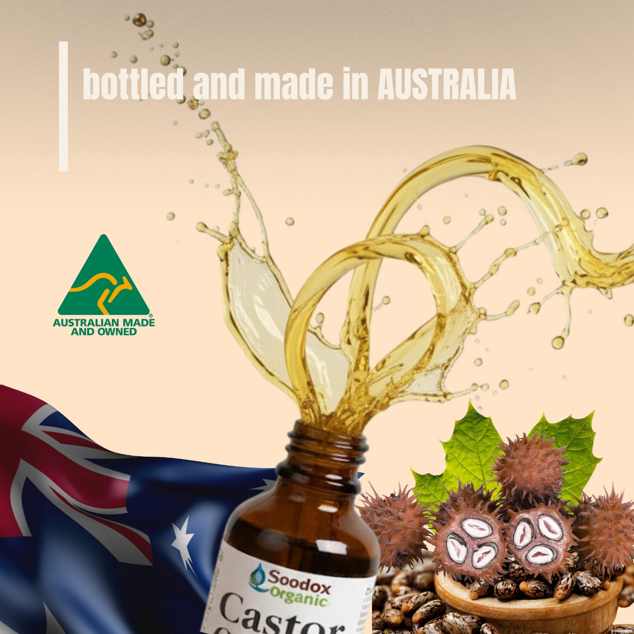 Soodox Organic Castor Oil 50ml with Oil Brushes