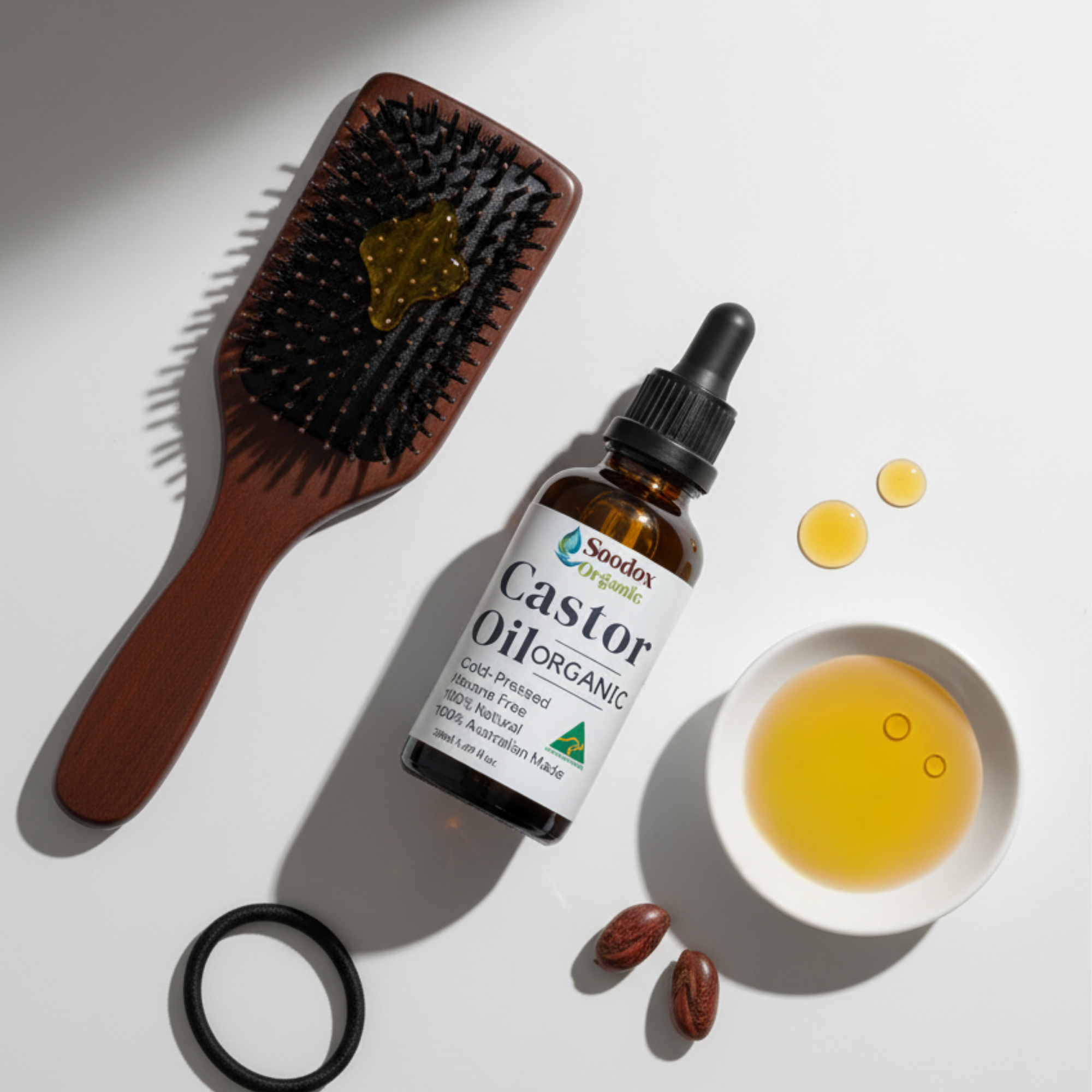 Soodox Organic Castor Oil 50ml with Oil Brushes