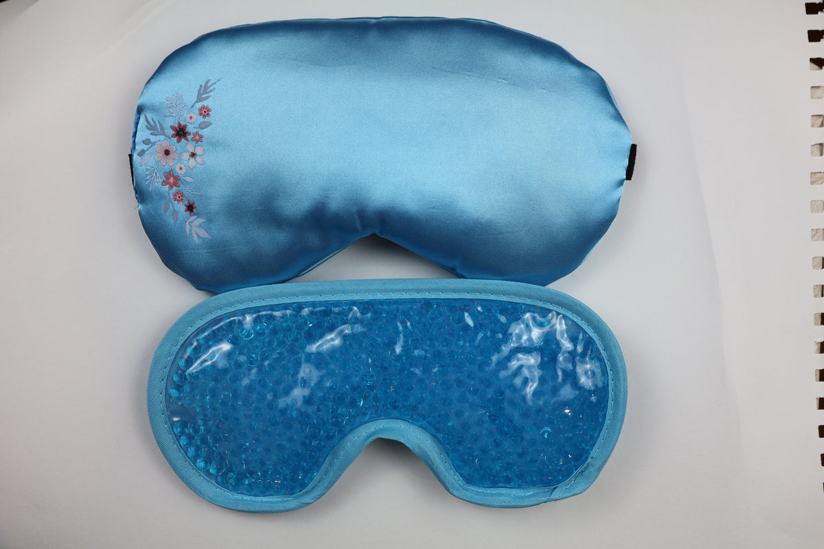 Soodox Hot & Cold Reusable Eye Mask with Bonus Silk Sleeve - BLUE