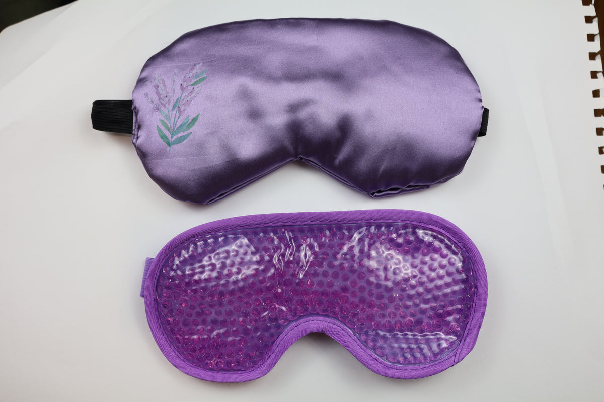 Soodox Hot & Cold Reusable Eye Mask with Bonus Silk Sleeve - PURPLE