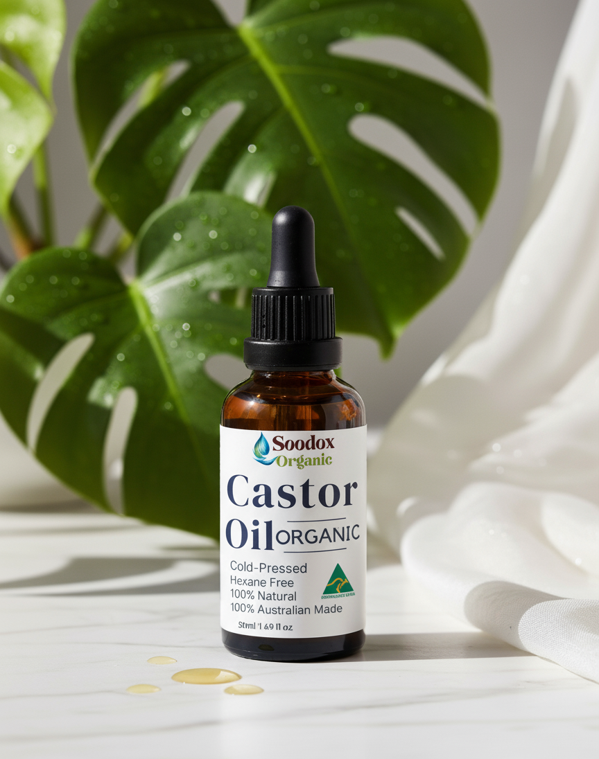 Soodox Organic Castor Oil 50ml with Oil Brushes