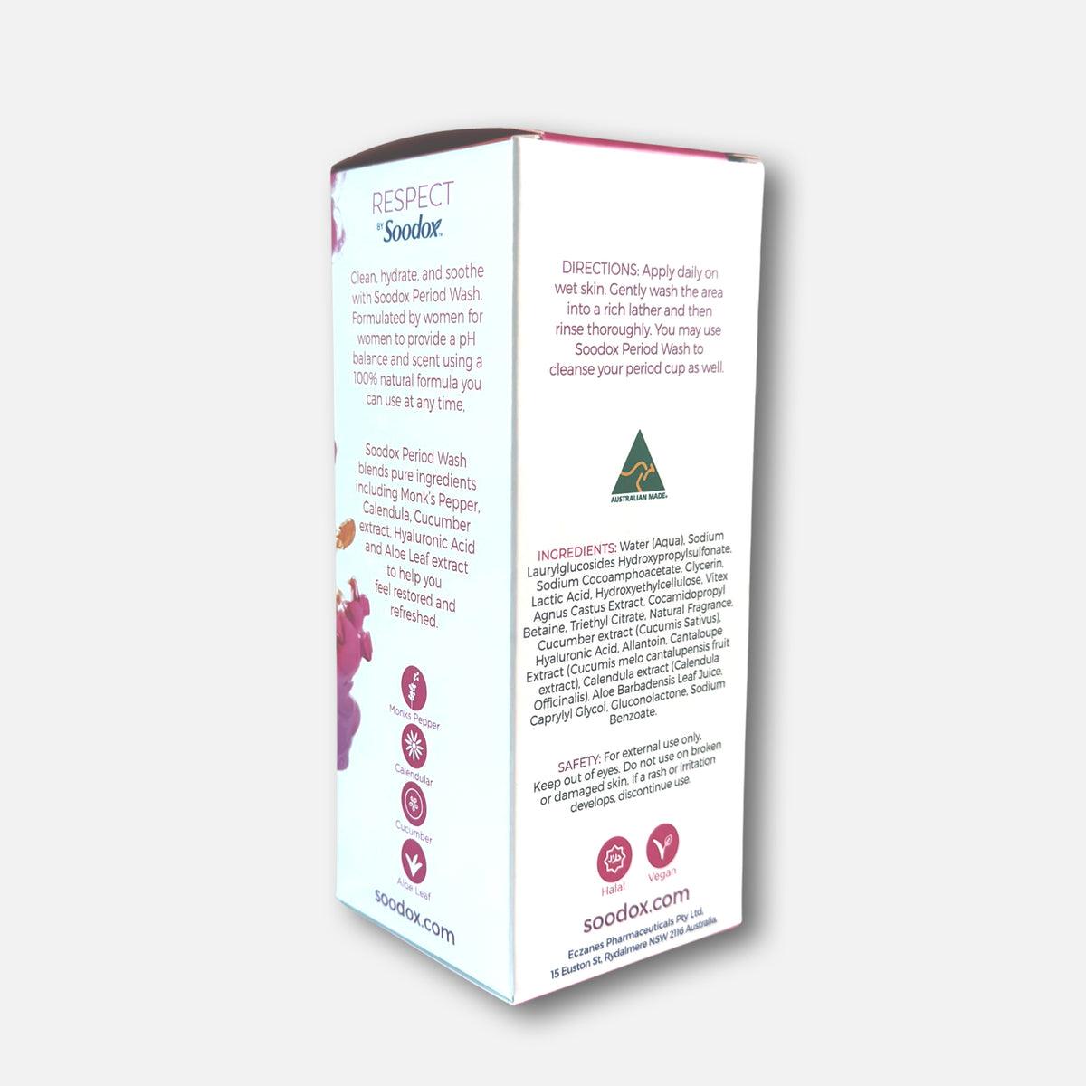 Respect by Soodox Period Wash box, side panel