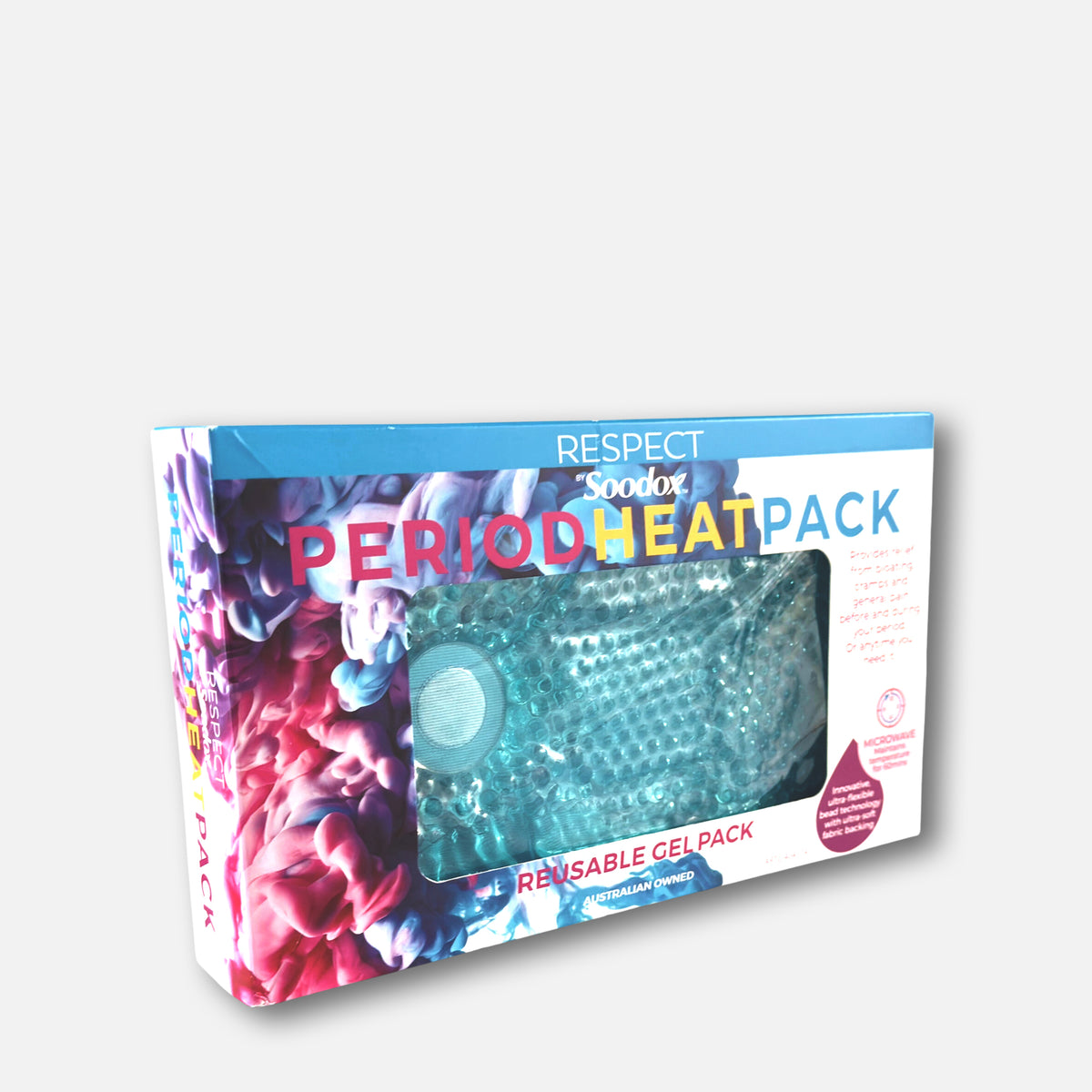 Soodox Period Heat Pack box with blue gel pack