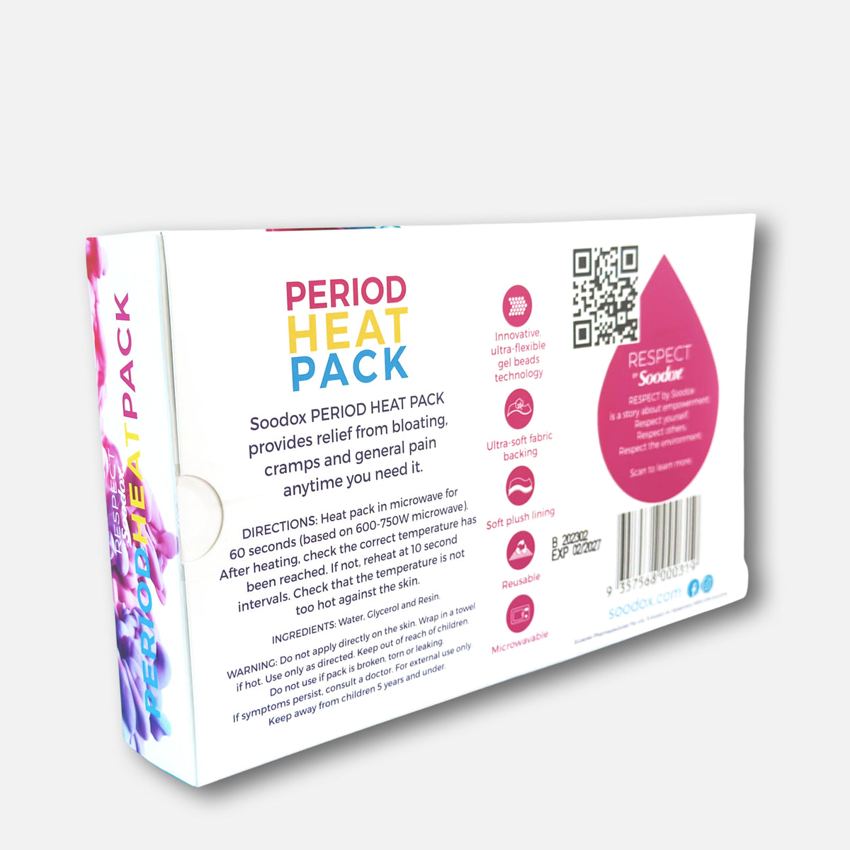 Back of Soodox Period Heat Pack box