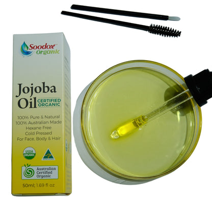 Soodox Organic Jojoba Oil 50ml with Oil Brushes