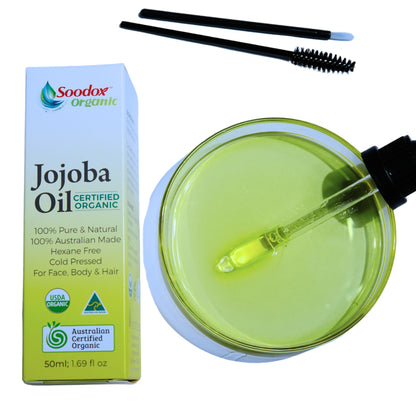 Soodox Organic Jojoba Oil 50ml Set with Scalp Oil Applicator