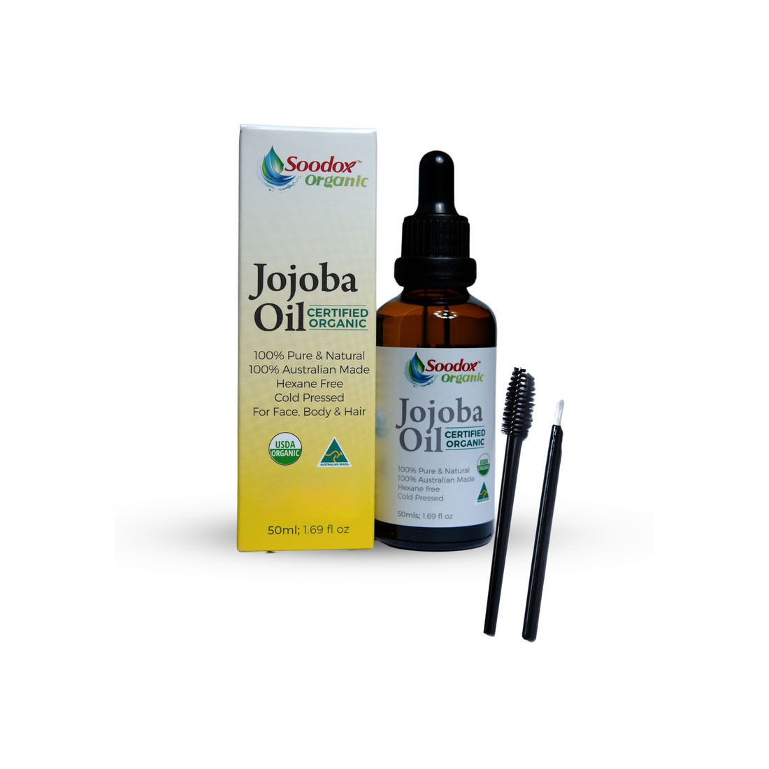 Soodox Organic Jojoba Oil 50ml Set with Scalp Oil Applicator