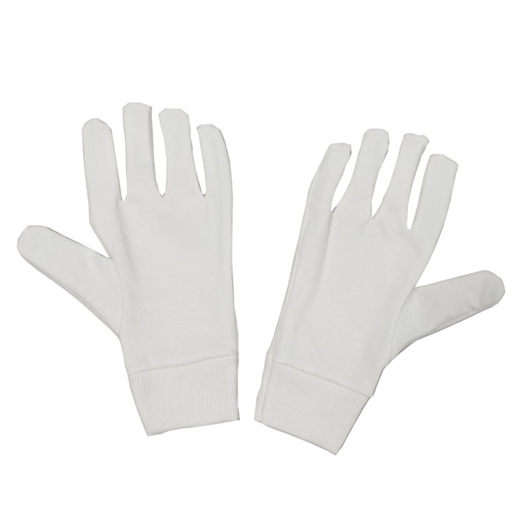Pair of white cotton gloves, palm side