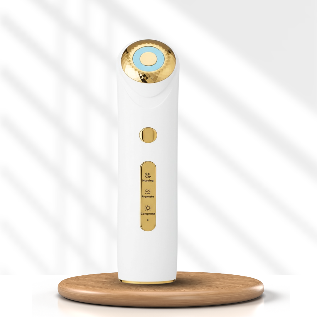 White Soodox 4 in 1 Skin Toning Therapy device on a wooden stand