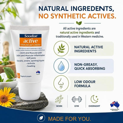 Soodox Active Pain Relief Cream with Roll-on Applicator 50g - 3 Pack