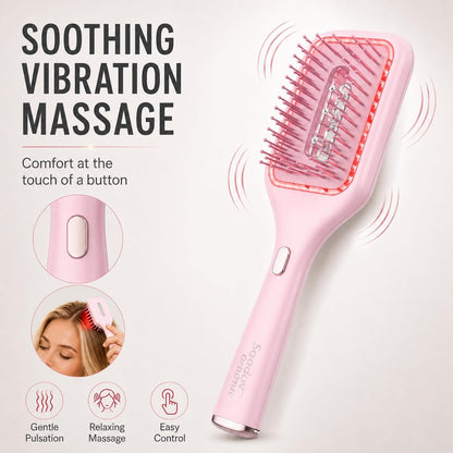 Soodox Organic Hair Oil Dispensing Brush with Red Light Technology in PINK Color