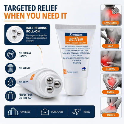 Soodox Active Pain Relief Cream with Roll-on Applicator 50g - 3 Pack