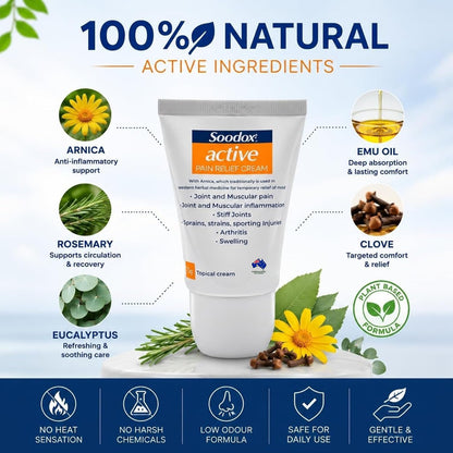 Soodox Active Pain Relief Cream with Roll-on Applicator 50g - 3 Pack
