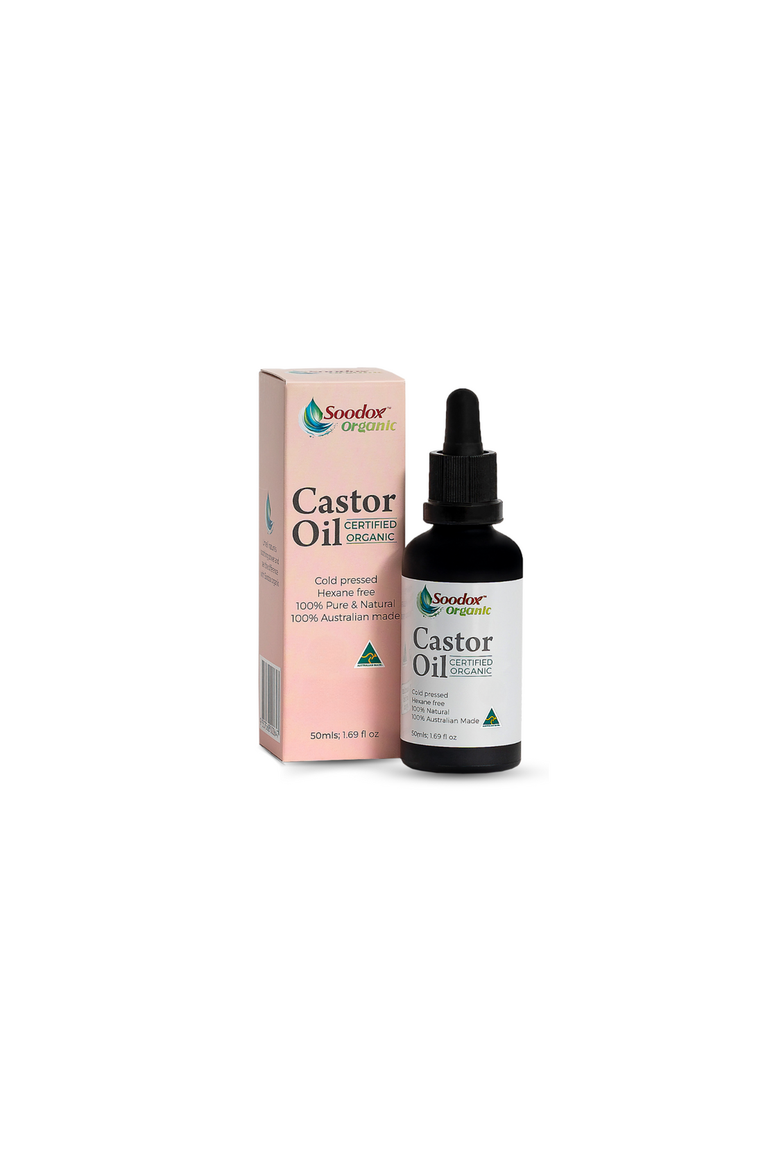 Soodox Organic Castor Oil 50ml with Oil Brushes