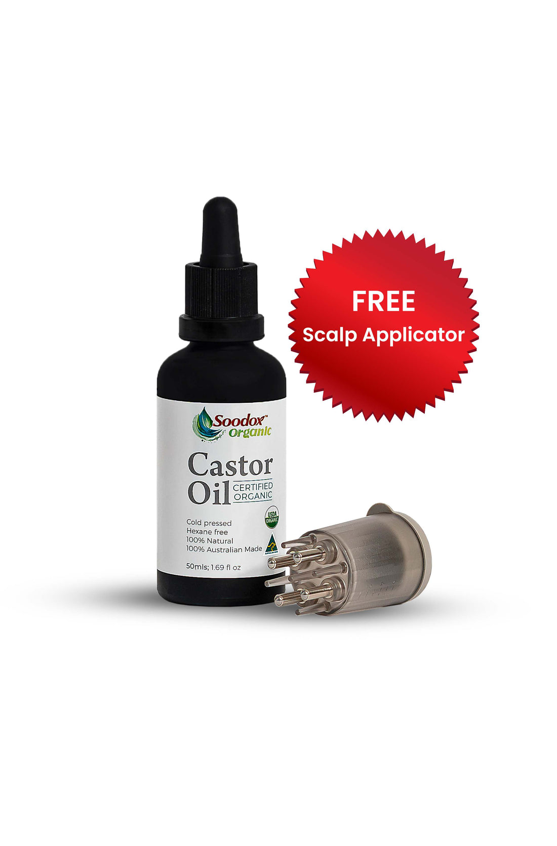 Soodox Organic Castor Oil 50mL + Free Castor Oil Applicator