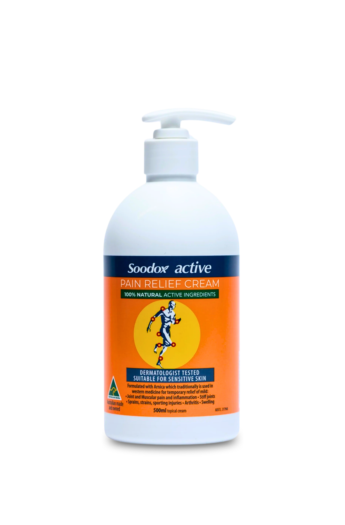 Soodox Active Pain Relief Cream 500ml pump bottle