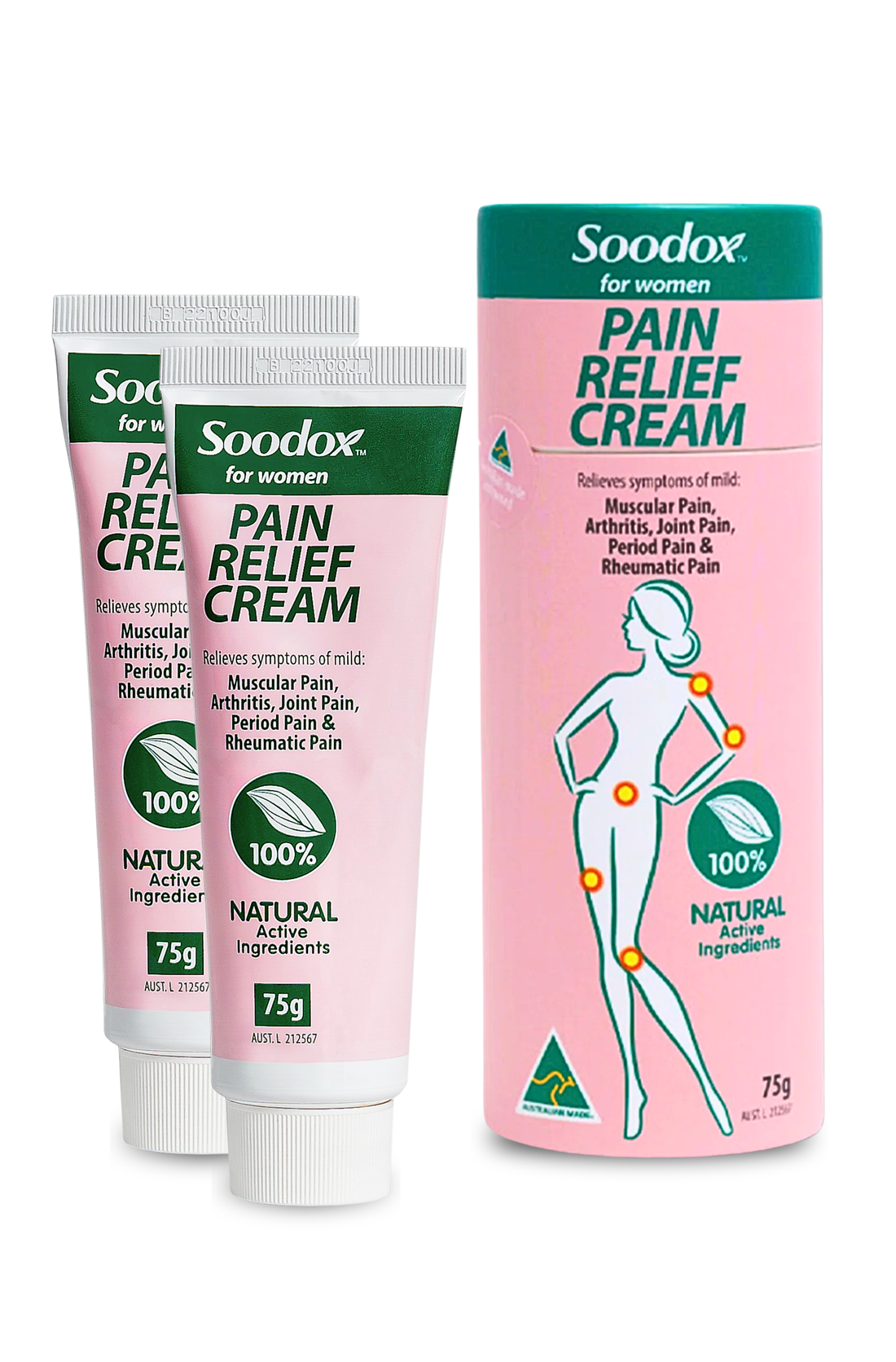 Soodox for Women Pain Relief Cream 100g - 2 Pack