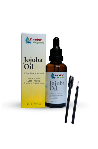 Soodox Organic Jojoba Oil 50mL with Lash and Brow Brushes