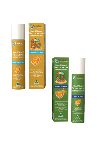 Soodox Organic 100%  Natural Mineral Sunscreen FAMILY PACK
