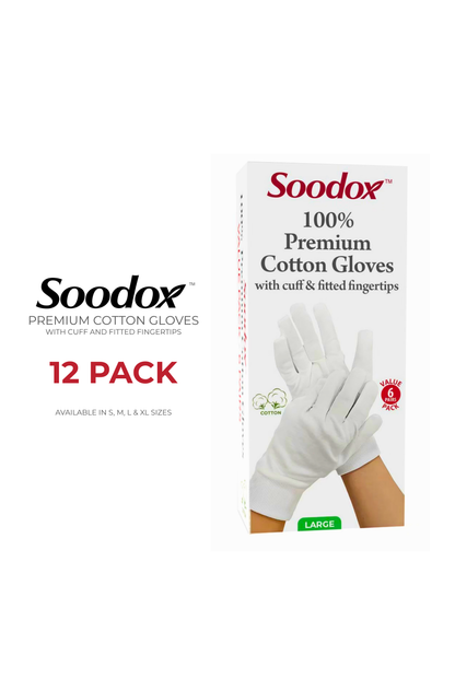 Soodox 100% Cotton Gloves - 12 pack (LARGE)