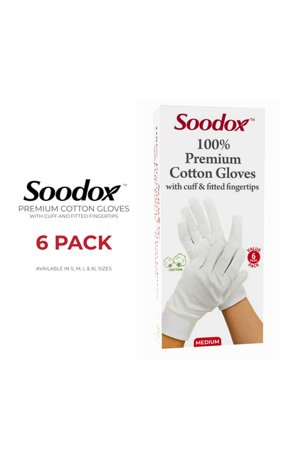 Soodox 100% Cotton Gloves - 6 pack (MEDIUM)