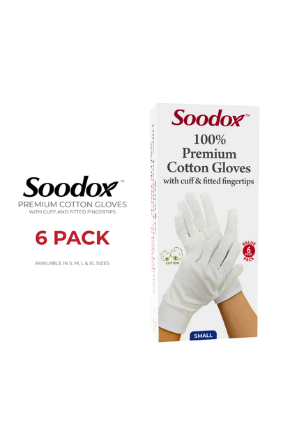 Soodox 100% Cotton Gloves - 6 pack (SMALL)