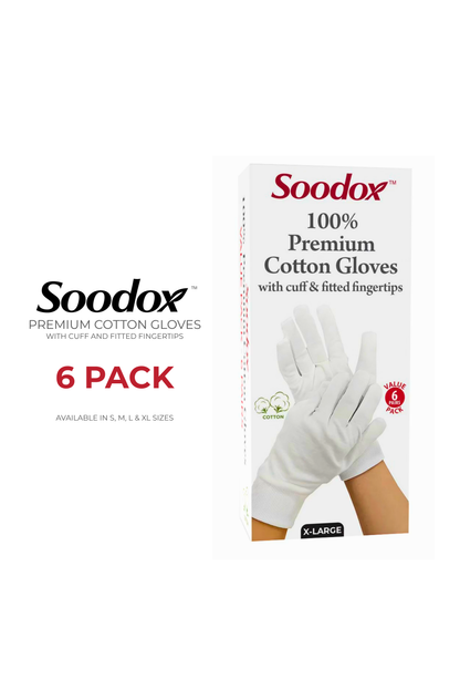 Soodox 100% Cotton Gloves - 6 pack (X LARGE)