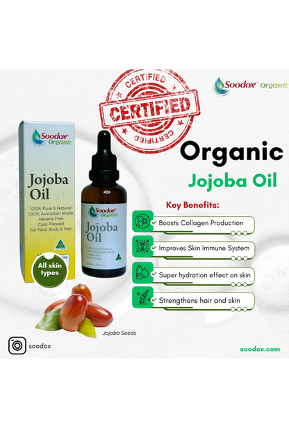 Soodox Organic Jojoba Oil 50ml Set with Scalp Oil Applicator