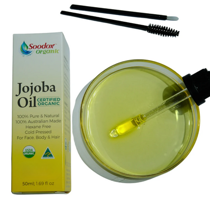 Soodox Organic Jojoba Oil 50ml Set with Scalp Oil Applicator