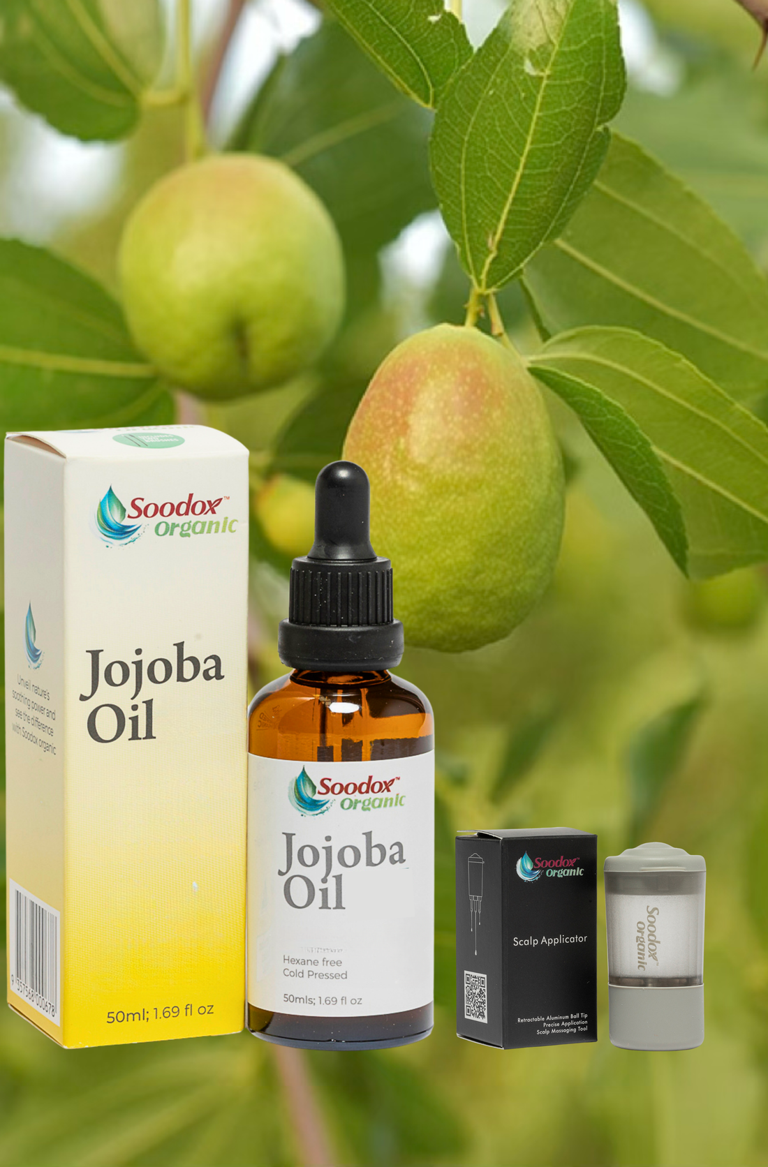 Soodox Organic Jojoba Oil 50ml + Scalp Oil Applicator