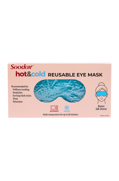 Soodox Hot &amp; Cold Reusable Eye Mask with Bonus Silk Sleeve - BLUE