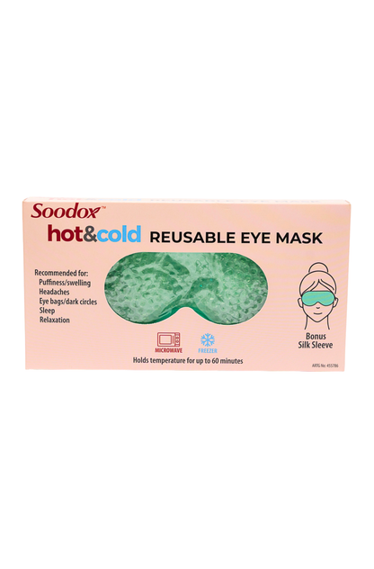 Soodox Hot &amp; Cold Reusable Eye Mask with Bonus Silk Sleeve - GREEN