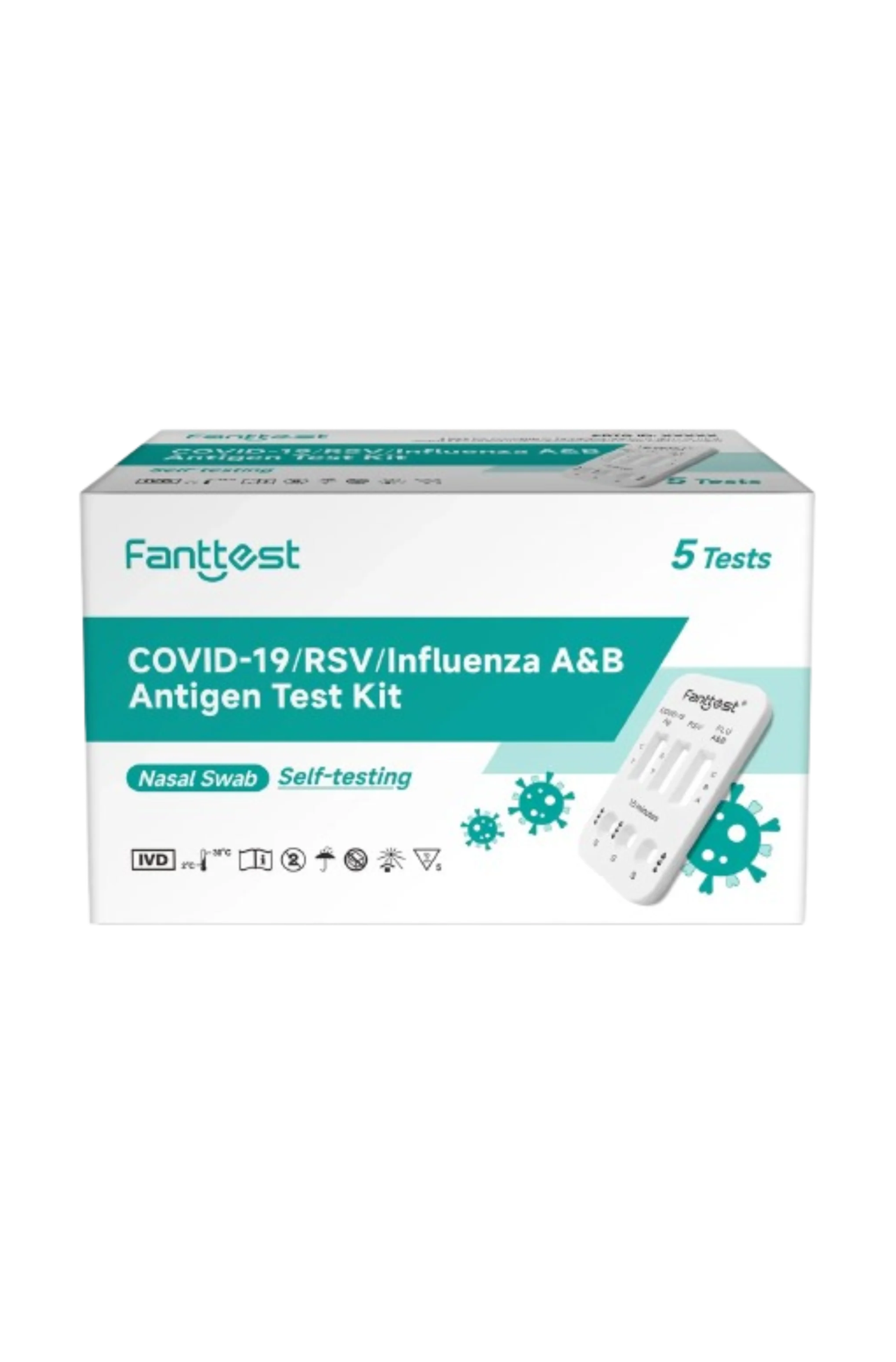 Fanttest Plus RSV / COVID-19/ Influenza A&amp;B Antigen Test Kit - 5 Tests