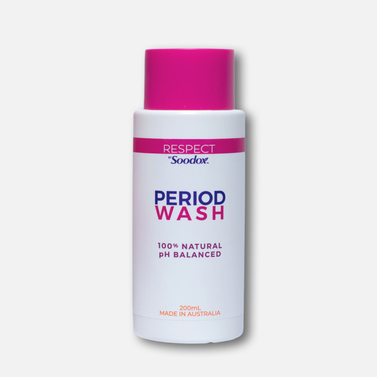 Respect by Soodox Period Wash 200ml bottle with pink cap